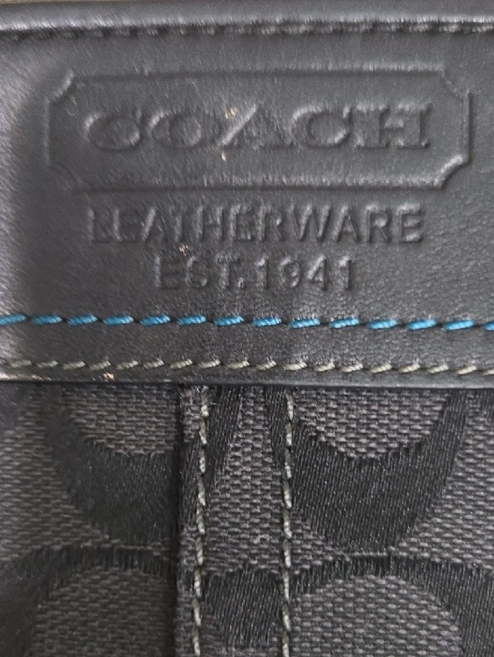 Coach Signature Canvas Wristlet Black Teal Blue Accent: Y2K